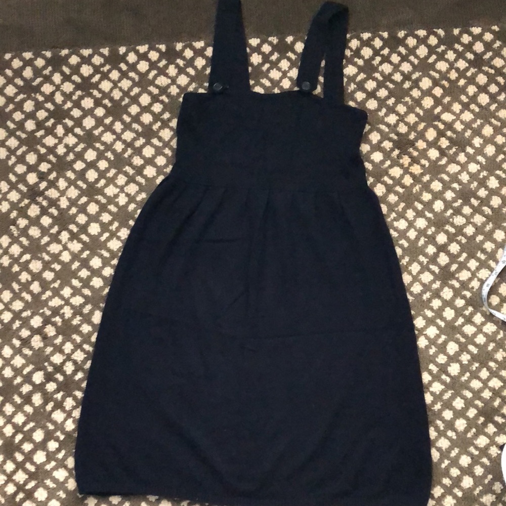 Cashmere dark purple dress with button straps _2